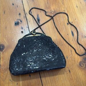 Danielle Nicole Vintage Style Black Sequin Clutch Crossbody Bag